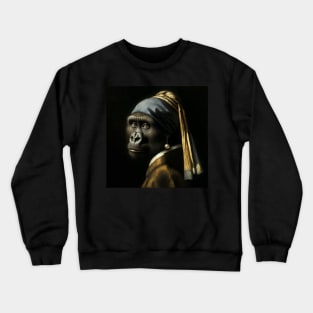 Wildlife Conservation - Pearl Earring Gorilla Meme Crewneck Sweatshirt